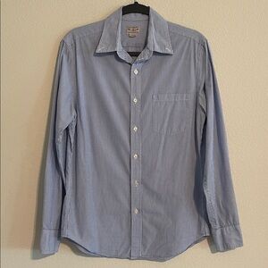 J. Crew Men Light Blue Pinstripe 100% Cotton Button Front Shirt Vintage Classic